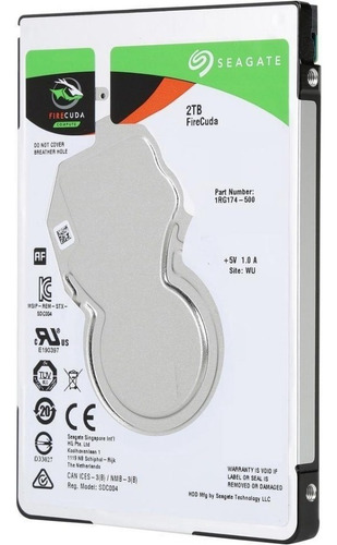 Seagate FireCuda Sshd 2 TB (8 GB SSD) ST2000Lx001 2.5 SATA 6 GB, color plateado