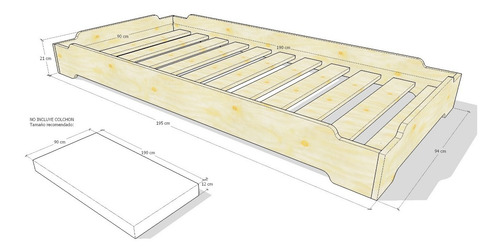 Imagen 2 de 8 de Base Cama Nido Apilable En Madera 100% Maciza Ref: Hund