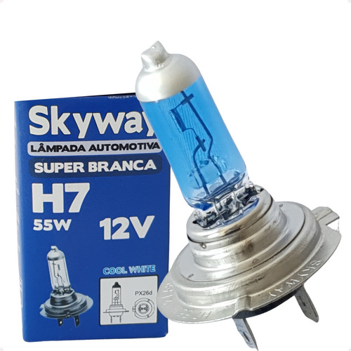 Lâmpada Farol Skyway H7 Super Branca 4200k 55w 12v