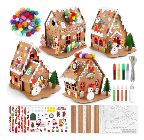 Kit Navidad Juego 4 Casitas De Jengibre 71 Piezas Sin Ter