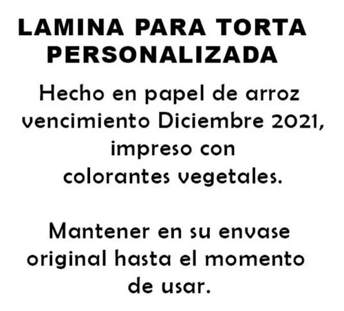 Imagen 3 de 10 de Lámina Comestible Personalizada Para Torta