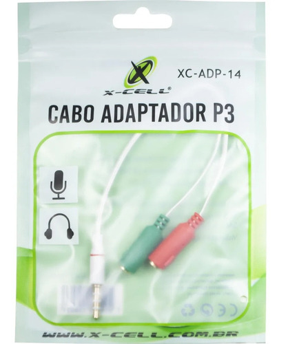 Adaptador P2 Para Usar Headset Celular 2 J2 Microfone E Fone