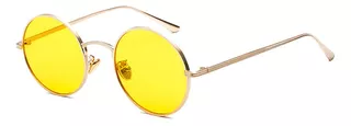 Óculos De Sol Bulier Modas John Lennon, Cor Amarelo Armação De Aço, Lente De Policarbonato Haste De Aço