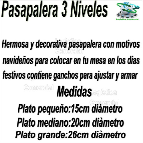 Imagen 9 de 9 de Hermosa Pasapalera De 3 Niveles Navidad Pasapalos Navideñas