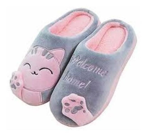 Hermosas Pantuflas De Peluche.. Gato.. Flexi Confort