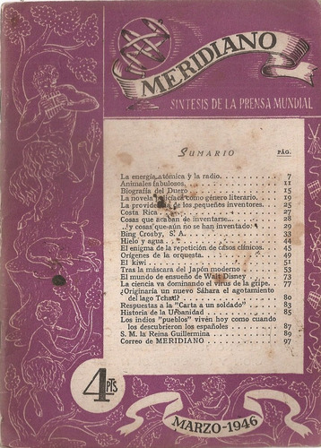 Revista Meridiano Sintesis Prensa Mundial Nº 39 Marzo 1946