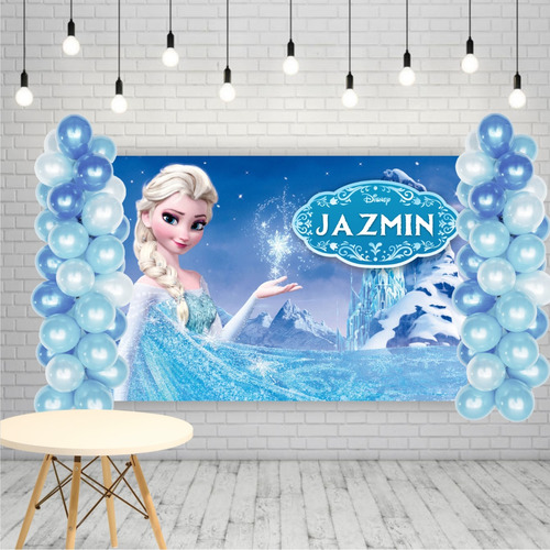 Banner Fondo Candy Bar Cumpleaños Princesas Frozen 1.5x1 M