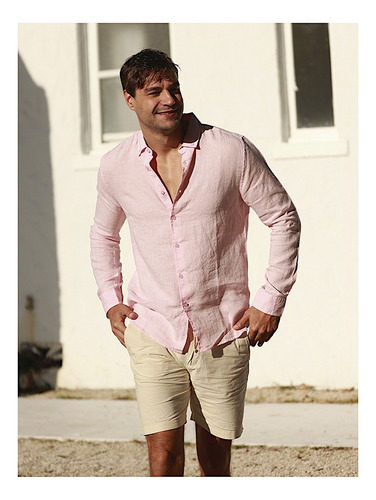 Short 98 Coast Av. Hombre Sh09012 Algodón Lino Arena