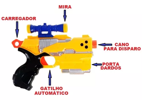 Metralhadora NERF com 4 dardos de 0foam &shooting exercise