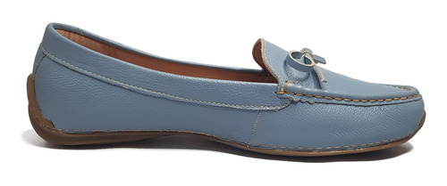 Mocassim Feminino Lais Azul Laguna Em Couro Legitimo Liliah