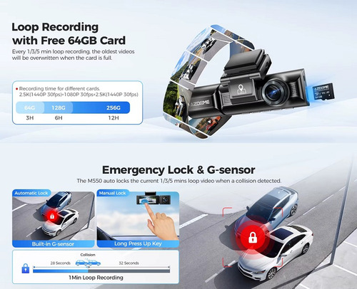 Câmera Veicular 4k M550 Pro Gps Wifi Dashcam App Uber 99