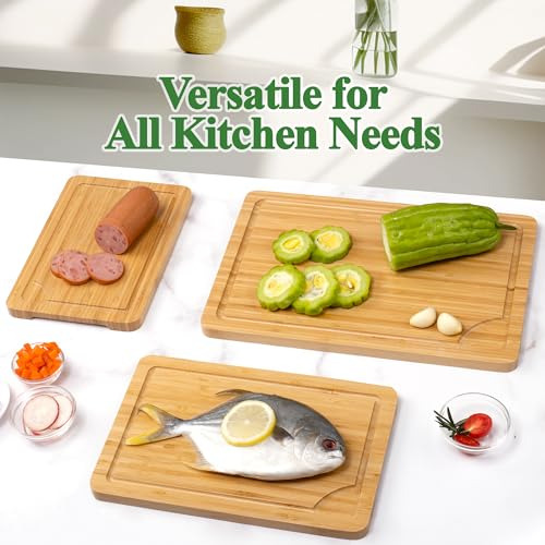 Tabla De Cortar De Bambú Para Cocina, Juego De 3 Tablas De C