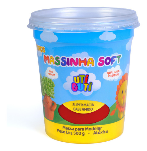 Massinha De Modelar Soft Pote 500gr Utiguti Cores Sortidas Cor Vermelho