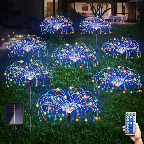 Solar Garden Lights Outdoor 8 Pack, Solar Fireworks Lights 8