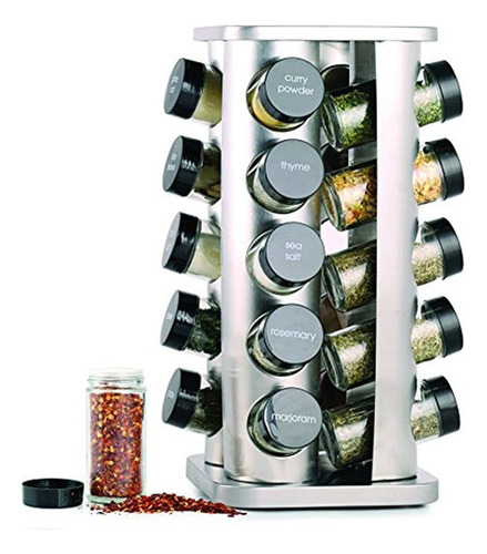 Orii Gsr3421 Rivetto Jar Rotating Spice Rack Acero Con Tapas