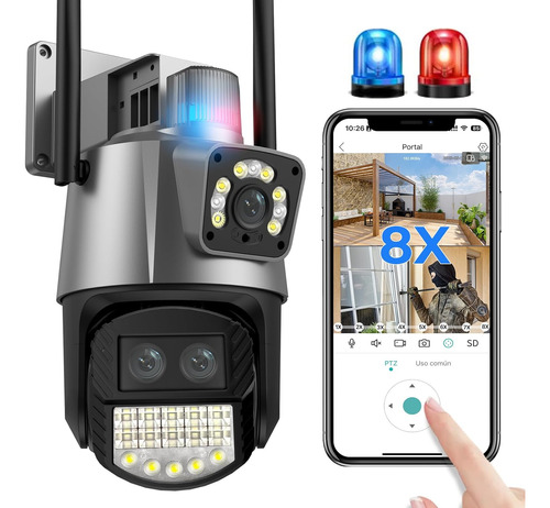 Cámara De Seguridad Anberx Wifi 9mp Con Led Alarma Zoom 8x