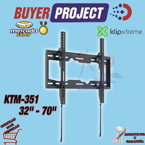 Imagen 2 de 4 de Soporte Pared Tv Led Lcd Curvo 32-70'' Ktm-351 Incl. 0° +8°
