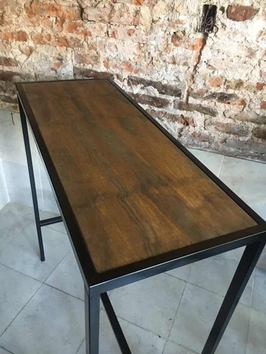 Mesa Barra Hierro Y Madera Cerveceria Bar 100x40x105 Cerveza