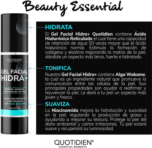 Imagen 6 de 9 de Gel Facial Hidratante Con Ácido Hialurónico + Niacinamida