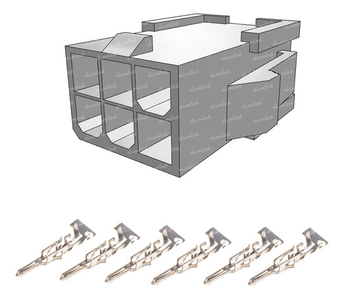 3 Conectores Macho 6 Vias .165 4.2 Minifit Con Terminales