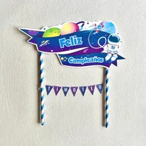 Comprar Topper Para Torta Astronautas Espacio Planetas Adorno Centro