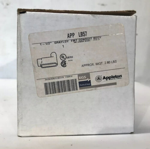 Appleton App Lb57 1-12 Grayloy Conduit Body Oai