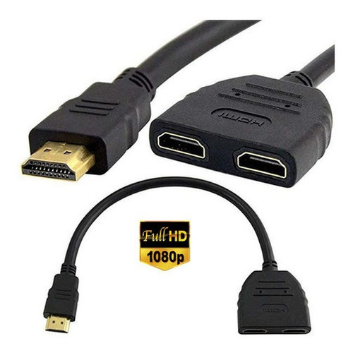 Cabo Adaptador Duplicador Imagem Hdmi 1 Entrada 2 Saídas