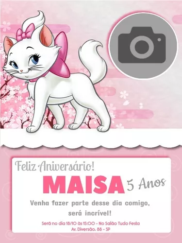 Gata marie  Aniversário da gatinha marie, Festa de aniversário do gato,  Festas de aniversário de gatinho