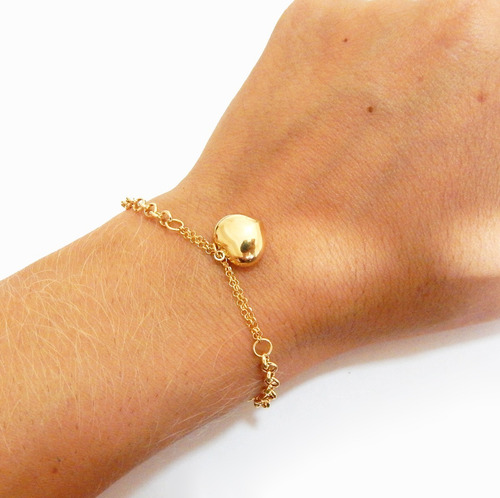 Pulseira Feminina Portuguesa Com Coração Em Ouro 18k