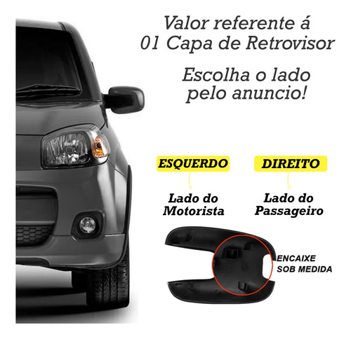 Capa Moldura Retrovisor Uno Way Vivace 2011 12 13 2014 Cinza