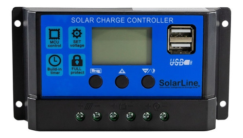 Regulador De Carga P/ Paneles Solares 12v 24v 20 Amper 2xusb
