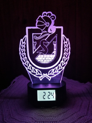 Lámpara 3d De Deportes La Serena Con Reloj Alarma 7 Col. Led