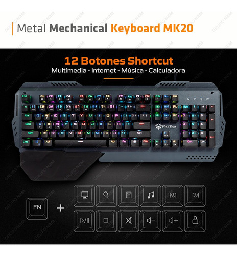 Imagen 3 de 10 de Teclado Gamer Mecanico Lina Inverse Red Meetion Mt-mk20