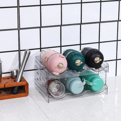 U Chef Organizador Apilable De Botellas De Agua 2 Niveles Color Transparente