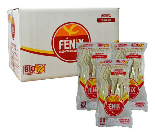 Tenedor Grande Biodegradable Blanco 35paq/20pza