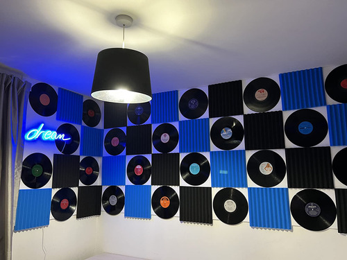 Kit 12 Paneles Smoll Acoustic 30x30x2.5 Espuma Acústica Autoadhesiva Cuña Foam Negro y Azul Esponja Acustica Espuma Calidad Profesional Paneles Acusticos Panel Aislante Acústico