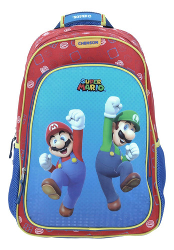 Mochila Grande Azul Chenson Mario Bros Primaria Jumpers Para