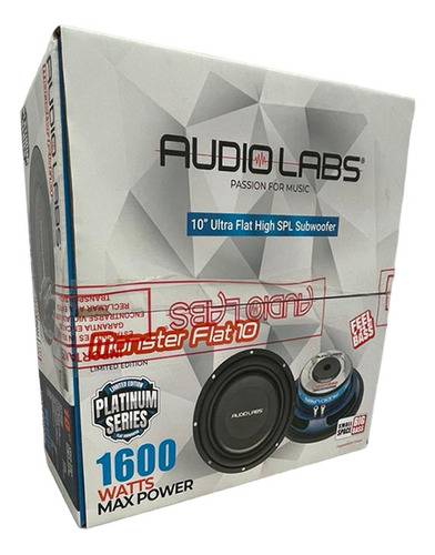 Subwoofer Plano Spl 10 Pulg Audiolabs Monsterflat10 600w Rms Negro