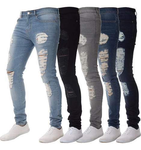 Pantalones Vaqueros Ripped Jeans Ajustados De Cintura Baja P