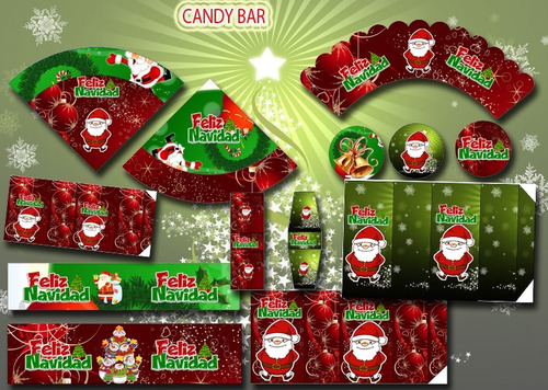 Kit Imprimible Candy Bar Navidad Navideño