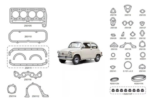 Juntas Motor Completa Taranto Con Retenes Fiat 600