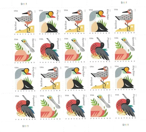 Coastal Birds Stamps Sheet Of 20 Postcard Forever U.s. ...