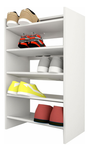 Mueble Organizador Zapatero Botinero 5 Estantes - Caoba Color Blanco