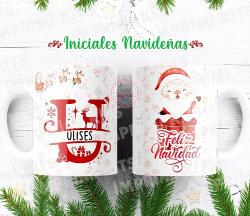Diseños Navidad Tazas Alfabeto Diseño Sublimar Rojo #tn07 (Usado)