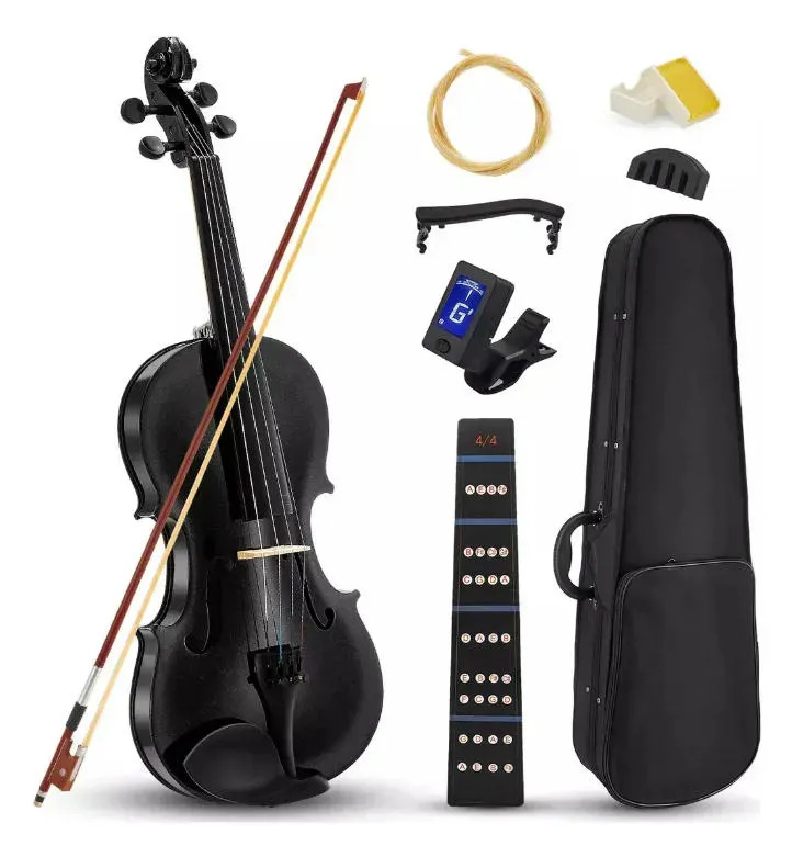 Violín Acústico 4/4 Negro Sofnobol para Principiantes con Estuche, Arco y Accesorios