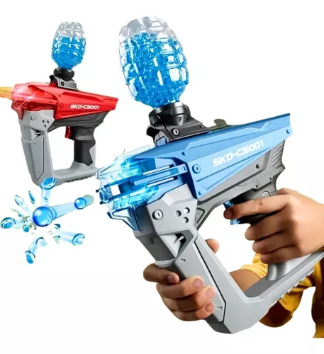 Kit com Duas Armas de Brinquedo Lançador de Bolinhas de Gel Blaster  Metralhadora com 20000 Munições (Azul e Vermelha) (Vermelho e Vermelho)