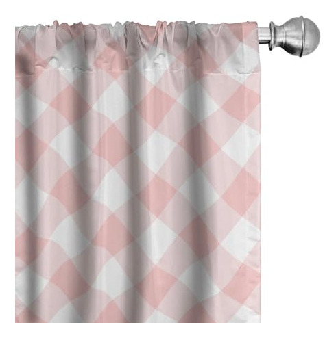 Cortinas De Ventana De Cuadros Rosas De Lunarable, Paquete D