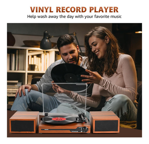 Tocadiscos De Vinilo Con Altavoces Y Plataforma Elegante