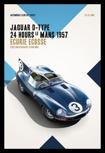 Jaguar D Type 24hs Le Mans 1957 Cuadro Enmarcado 45x30cm