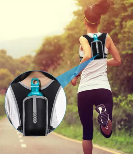 Mochila Chaleco Correr Running Hidrante Reflectiva Negro
